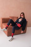 Ayıcıklı Sweatshirt Bisiklet Yaka Crop Kesim 3 İplik Şardonsuz  222