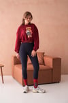 Ayıcıklı Sweatshirt Bisiklet Yaka Crop Kesim 3 İplik Şardonsuz  222