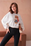 Ayıcıklı Sweatshirt Bisiklet Yaka Crop Kesim 3 İplik Şardonsuz  222