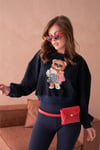 Ayıcıklı Sweatshirt Bisiklet Yaka Crop Kesim 3 İplik Şardonsuz  222