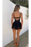 Göğüs Gloplu Sırt Dekolteli Bodysuit Model İçi Likralı İthal Dantel Kumaş G-String Gece Elbise- 007