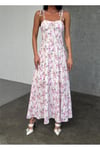 İp Askılı Gloplu Astarlı Çiçekli Maxi Boy Şık Tasarım Kadın Gece Abiye Elbise ERL-002