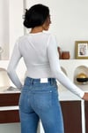 Kadın Altın Toka Aksesuarlı Pencere Detaylı Uzun Kollu Bluz 10131