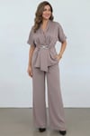 Kadın Büyük Beden Krep Saten Abiye Takım Ceket Pantolon 2'li Set - 36059