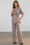 Kadın Büyük Beden Krep Saten Abiye Takım Ceket Pantolon 2'li Set - 36059