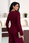 Kadın Fitilli Dokulu İkili Takım – Düğmeli V Yaka Üst ve Bol Paça Pantolon – 4 Renk 10145