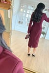 Kadın Gömlek Yaka Uzun Kollu Midi Boy Elbise - Ofis Şıklığı Dar Kesim 12407