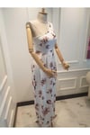 Kadın Omuz ve Bacak Dekolteli Çiçek Baskılı Maxi Boy Elbise& Abiye Elbise ADD-001