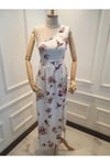 Kadın Omuz ve Bacak Dekolteli Çiçek Baskılı Maxi Boy Elbise& Abiye Elbise ADD-001