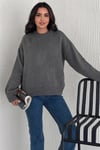 Kadın Triko Bisiklet Yaka Oversize Triko Kazak 110