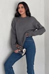 Kadın Triko Bisiklet Yaka Oversize Triko Kazak 110