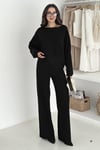 Kayık Yaka Oversize Yumuşak Triko Kazak ve Bol Paça Alt Üst İkili Takım (Bej/Gri/Siyah) 7048