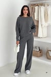 Kayık Yaka Oversize Yumuşak Triko Kazak ve Bol Paça Alt Üst İkili Takım (Bej/Gri/Siyah) 7048