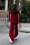 Kol ve Paçada Şerit Tasarım Oversize Beden Kazak Pantalon İkili Triko Takım 034