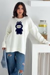 Labubu Nakışlı Kışlık Triko Kazak - Yeni Sezon Oversize Tasarım 66022