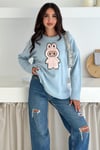 Labubu Nakışlı Kışlık Triko Kazak - Yeni Sezon Oversize Tasarım 66022