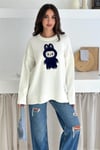 Labubu Nakışlı Kışlık Triko Kazak - Yeni Sezon Oversize Tasarım 66022