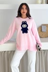 Labubu Nakışlı Kışlık Triko Kazak - Yeni Sezon Oversize Tasarım 66022