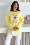 Labubu Nakışlı Kışlık Triko Kazak - Yeni Sezon Oversize Tasarım 66022
