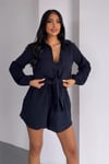 Müslin Kumaş Yumuşacık İkili Takım Bağlamalı Crop Gömlek ve Şort %100 Pamuk 1000