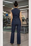Premium Kot Takım Kadın - Denim Blazer Yelek Pantolon Seti Altın Düğmeli Lüks 36038