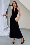 Sandy Kumaş Straplez & Halter Yaka Uzun Abiye Elbise - Dökümlü Bodycon Gece Elbisesi 10178