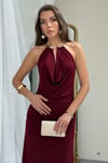 Sandy Kumaş Straplez & Halter Yaka Uzun Abiye Elbise - Dökümlü Bodycon Gece Elbisesi 10178