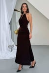 Sandy Kumaş Straplez & Halter Yaka Uzun Abiye Elbise - Dökümlü Bodycon Gece Elbisesi 10178