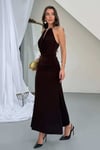 Sandy Kumaş Straplez & Halter Yaka Uzun Abiye Elbise - Dökümlü Bodycon Gece Elbisesi 10178