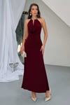 Sandy Kumaş Straplez & Halter Yaka Uzun Abiye Elbise - Dökümlü Bodycon Gece Elbisesi 10178