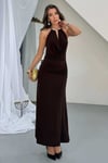 Sandy Kumaş Straplez & Halter Yaka Uzun Abiye Elbise - Dökümlü Bodycon Gece Elbisesi 10178