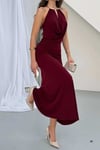 Sandy Kumaş Straplez & Halter Yaka Uzun Abiye Elbise - Dökümlü Bodycon Gece Elbisesi 10178