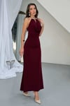 Sandy Kumaş Straplez & Halter Yaka Uzun Abiye Elbise - Dökümlü Bodycon Gece Elbisesi 10178