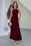 Sandy Kumaş Straplez & Halter Yaka Uzun Abiye Elbise - Dökümlü Bodycon Gece Elbisesi 10178