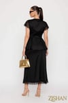 Saten Peplum Dantel Detaylı Etek Bluz İkili Büyük Beden Takım | 44-46-48-50 Beden 8402