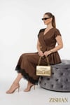 Saten Peplum Dantel Detaylı Etek Bluz İkili Büyük Beden Takım | 44-46-48-50 Beden 8402