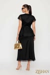 Saten Peplum Dantel Detaylı Etek Bluz İkili Büyük Beden Takım | 44-46-48-50 Beden 8402