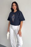 Taş İşlemeli Ayıcıklı T-Shirt  Oversize %100 Pamuk Penye 405