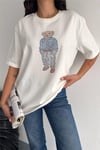 Taş İşlemeli Ayıcıklı T-Shirt  Oversize %100 Pamuk Penye 405