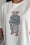 Taş İşlemeli Ayıcıklı T-Shirt  Oversize %100 Pamuk Penye 405