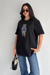 Taş İşlemeli Ayıcıklı T-Shirt  Oversize %100 Pamuk Penye 405