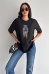 Taş İşlemeli Ayıcıklı T-Shirt  Oversize %100 Pamuk Penye 405