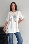 Taş İşlemeli Ayıcıklı T-Shirt  Oversize %100 Pamuk Penye 405