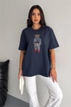 Taş İşlemeli Ayıcıklı T-Shirt  Oversize %100 Pamuk Penye 405