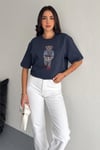 Taş İşlemeli Ayıcıklı T-Shirt  Oversize %100 Pamuk Penye 405