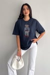 Taş İşlemeli Ayıcıklı T-Shirt  Oversize %100 Pamuk Penye 405