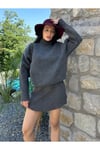 Triko İkili Takım - Yarım Boğazlı Kazak ve Etek İpek Pike Design Kadın Takım - 101