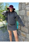 Triko İkili Takım - Yarım Boğazlı Kazak ve Etek İpek Pike Design Kadın Takım - 101