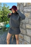 Triko İkili Takım - Yarım Boğazlı Kazak ve Etek İpek Pike Design Kadın Takım - 101
