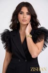 Tül Omuz Detaylı Double Breasted Ceket Pantolon Büyük Beden İkili Takım | 44-46-48-50 Beden 8390